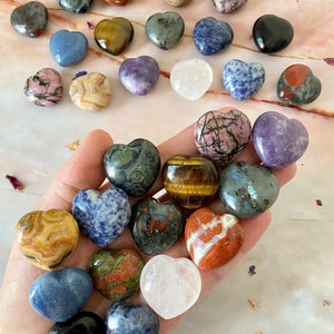 Natural Carved Crystal Hearts | Natural Crystal Carving | 3 cm Heart Crystals | Crystal Puffy Heart | Heart Gemstone | Crystal Pocket Hearts
