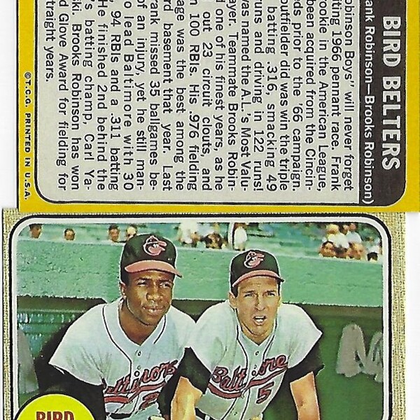 1968 "Bird Belters" Brooks Robinson & Frank Robinson Topps # 530 Orioles Reprint