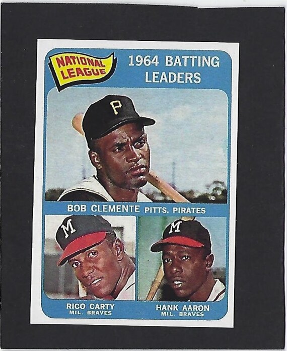 1964 Batting Leaders Topps 2 Reprint Clemente and Aaron Etsy