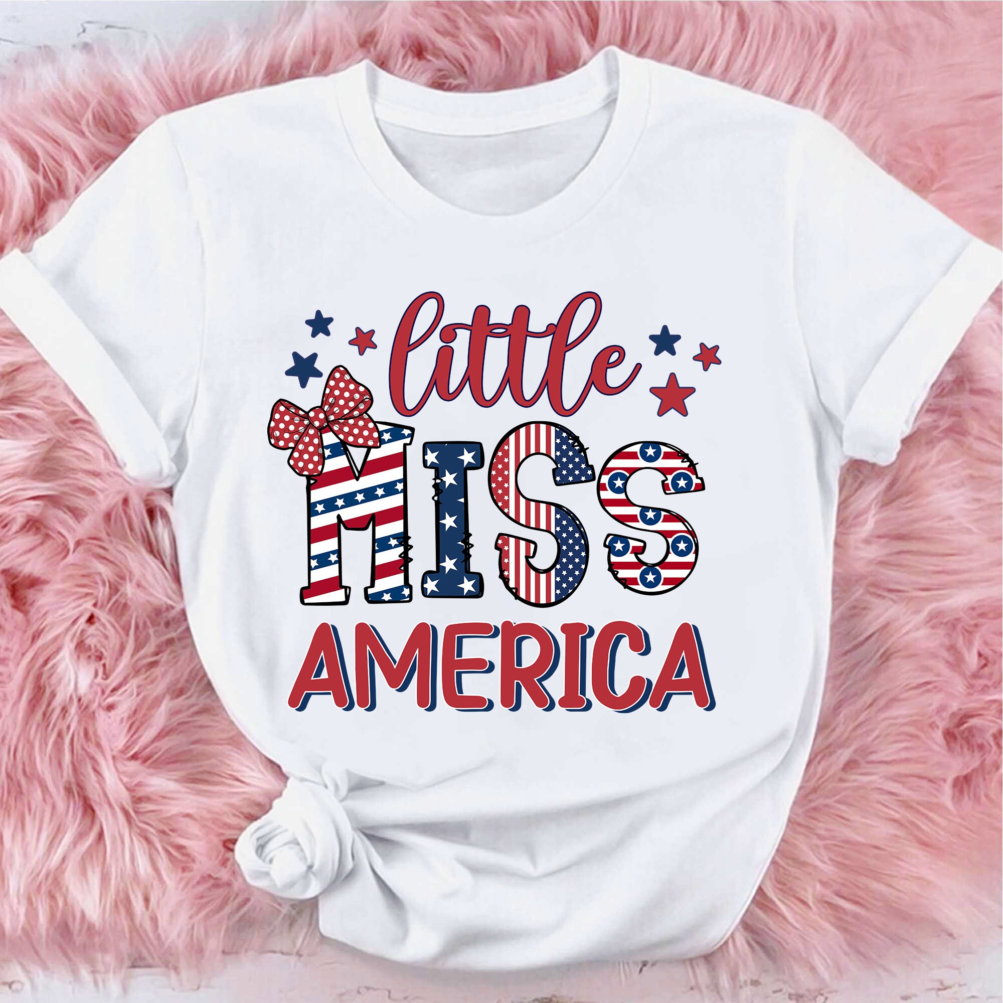 Little Miss America Shirt Funny Cute 
