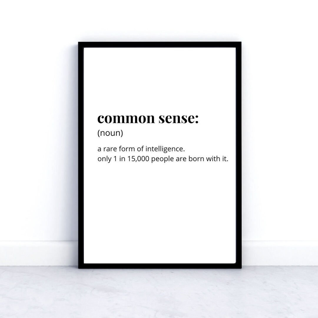 Common Sense Definition Print Dictionary Definition Funny Etsy