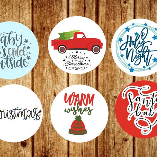 Merry Christmas Cardstock Round Cutouts Cardstock Circles Etsy