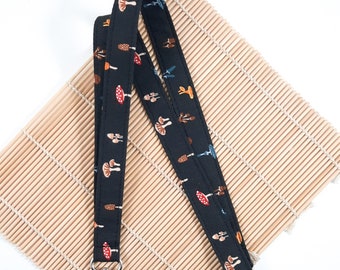 Wild Mushroom Lanyard: Toadstool Fabric Keychain, Breakaway ID Badge