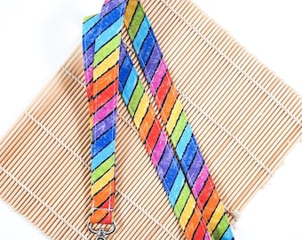 Rainbow Stripe Lanyard, LGBTQ Lanyard, Breakaway ID Badge Holder, Fabric Keychain, Teacher Gft UK