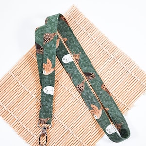 Cordón de búho, cordón de pájaro, porta identificación de tela, llavero desprendible, regalo para amantes de las aves en el Reino Unido