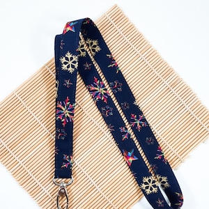 Snowflake lanyard, Rainbow lanyard holder, breakaway Id holder, fabric key chain, Teacher gift UK