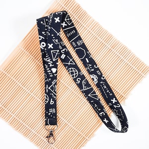 Maths Teacher Lanyard: Geometry Print Fabric ID Holder