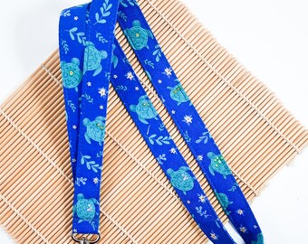 Turtle Lanyard: Sea Life Fabric Keychain ID Holder