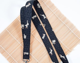 Kimono Rabbit Lanyard: Japanese Cotton Fabric ID Badge Holder