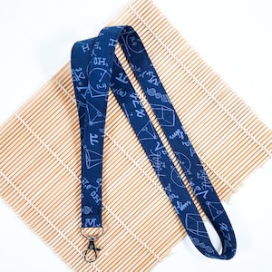 Equation lanyard, Mathematical lanyard holder, science school Id holder, fabric key chain, student gift UK