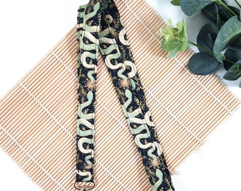 Kimono Snake Lanyard: Japanese Metallic Gold Fabric ID Card Holder