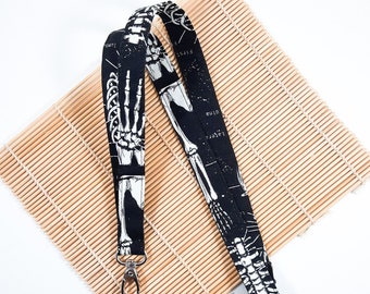 Anatomy lanyard, x ray lanyard, Glow in the dark Id holder, Halloween lanyard, fabric key chain, breakaway key holder