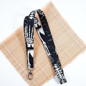 Anatomy Lanyard, X- ray lanyard, Glow in the dark ID holder, Halloween lanyard, Breakaway MRI safe optional, Gothic Key Holder