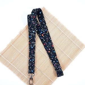 Comic space lanyard, Hula universe lanyard for ID or key, breakaway ID card holder, Celestial fabric key chain, Student gift UK