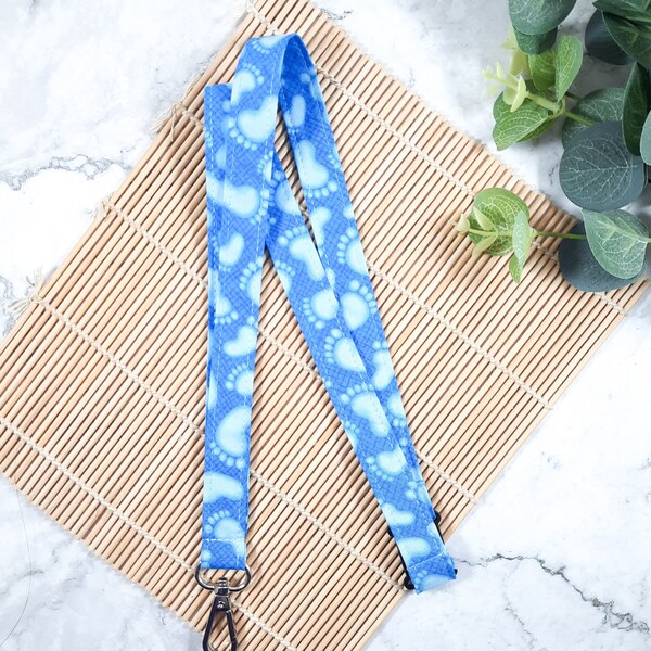 Midwife lanyard, Baby Feet ID badge holder, Nurse /doctor /pharmacy ID breakaway holder, fabric key chain, Student Midwife gift UK