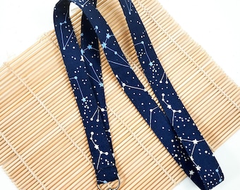 Navy Galaxy Fabric Lanyard: Star Constellation Badge Holder
