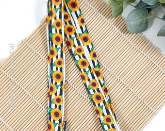 Sonnenblumen Schlüsselband: Schlüsselanhänger ID Kartenhalter aus Baumwolle mit Blumenmuster