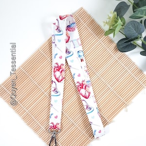 Anatomisches Herz Schlüsselband, Krankenschwester Arzt Ausweishalter, Fabric Breakaway Schlüsselanhänger, Medizinstudierende / Herzpflege Geschenk UK
