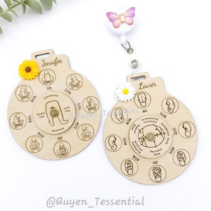 3D Name Positionsrad mit Ringhalter für Hebamme, Personalied Fetal Position Tool, Lanyard Abzeichen Kumpel, Hebammen, Doula, Krankenschwester UK