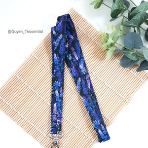 Lanière de lavande, porte-cartes d'identité floral violet, porte-clés en tissu échappé, cadeau pour enseignant Royaume-Uni