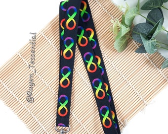 Rainbow Infinity Lanyard Cotton ID Badge Holder, Autism Pride