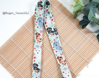 Dachshund Lanyard: Floral Vintage Cotton ID Card Holder with Breakaway