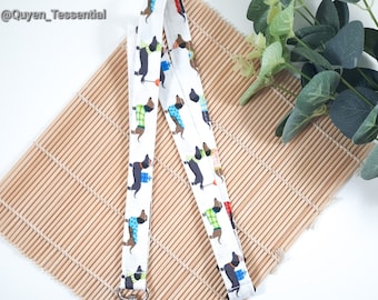 Dachshund lanyard, Sausage dog ID badge holder, fabric breakaway keychain, Dog walker gift UK