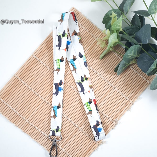 Dackel-Lanyard, Dackel-ID-Ausweishalter, Stoff-Schlüsselanhänger, Hundewanderer-Geschenk UK