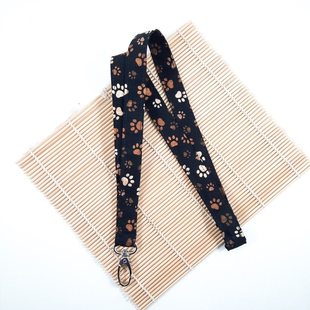 Paw Print Lanyard, Animal Lanyard, Fabric Key Chain, Breakaway Key
