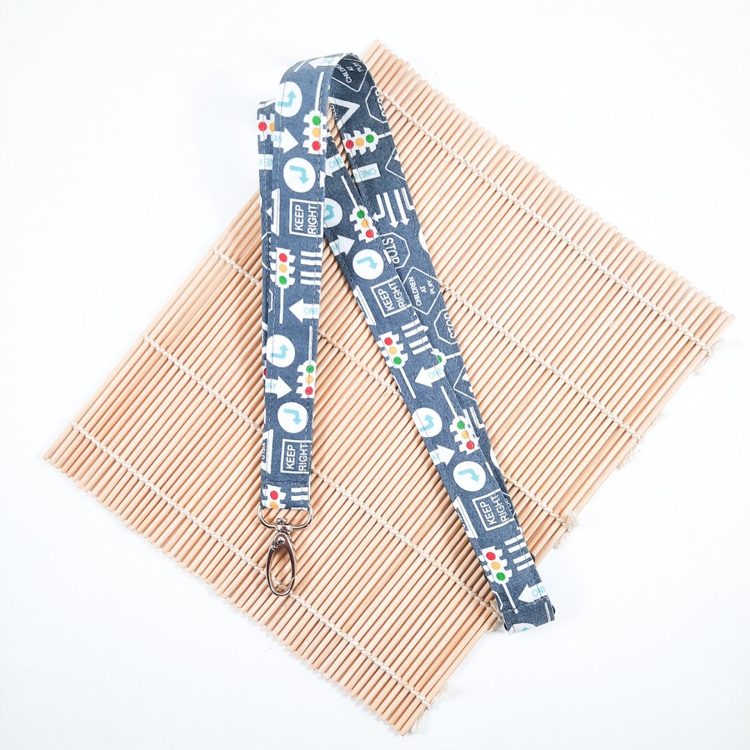 Road Sign Keychain Road Traffic Signs Lanyard, Cotton Fabric Keychain, Breakaway ID Holder ...