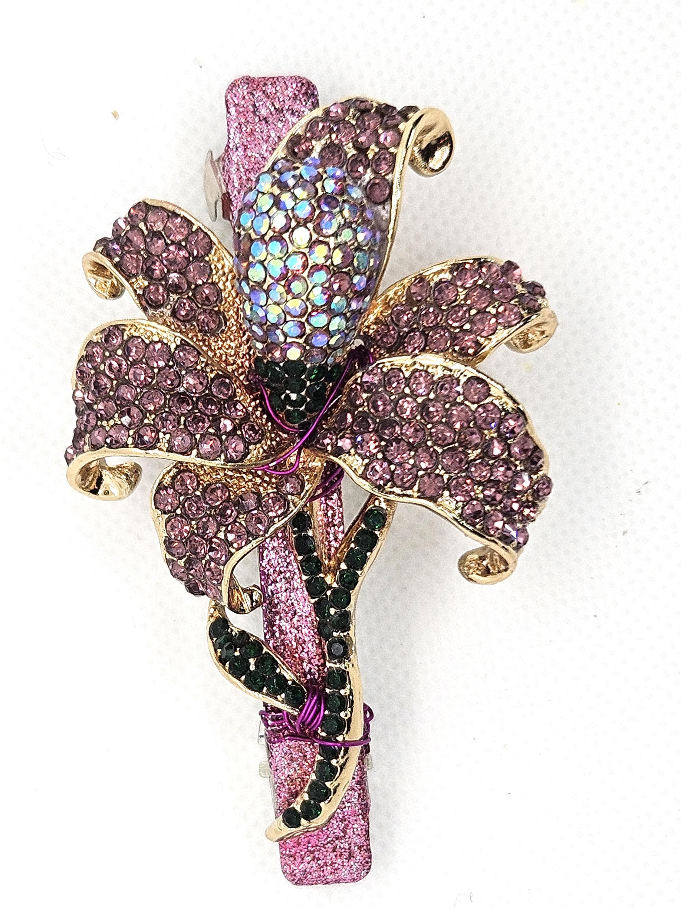 Betsey Johnson AB Purple Rose Swarovski Crystal Rhinestone  display picture 1