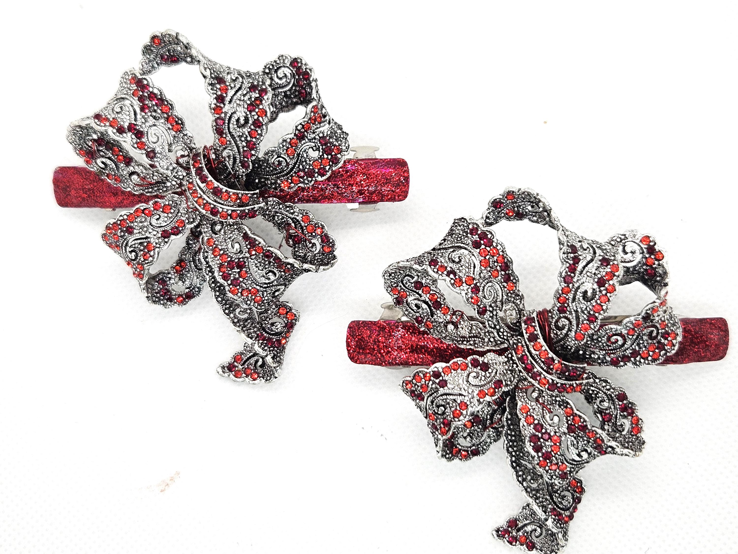 Betsey Johnson crystal rhinestone bow hair pins Betsey Johnson Swarovski or Austrian Crystal Rhinestone Gold  main image 4