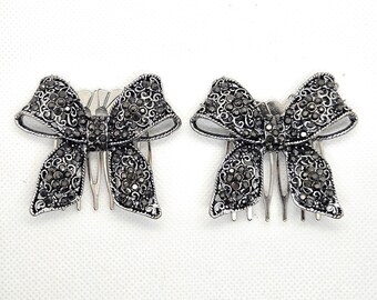 Betsey Johnson Red Silver Bow Swarovski Crystal Rhinestone  display picture 1