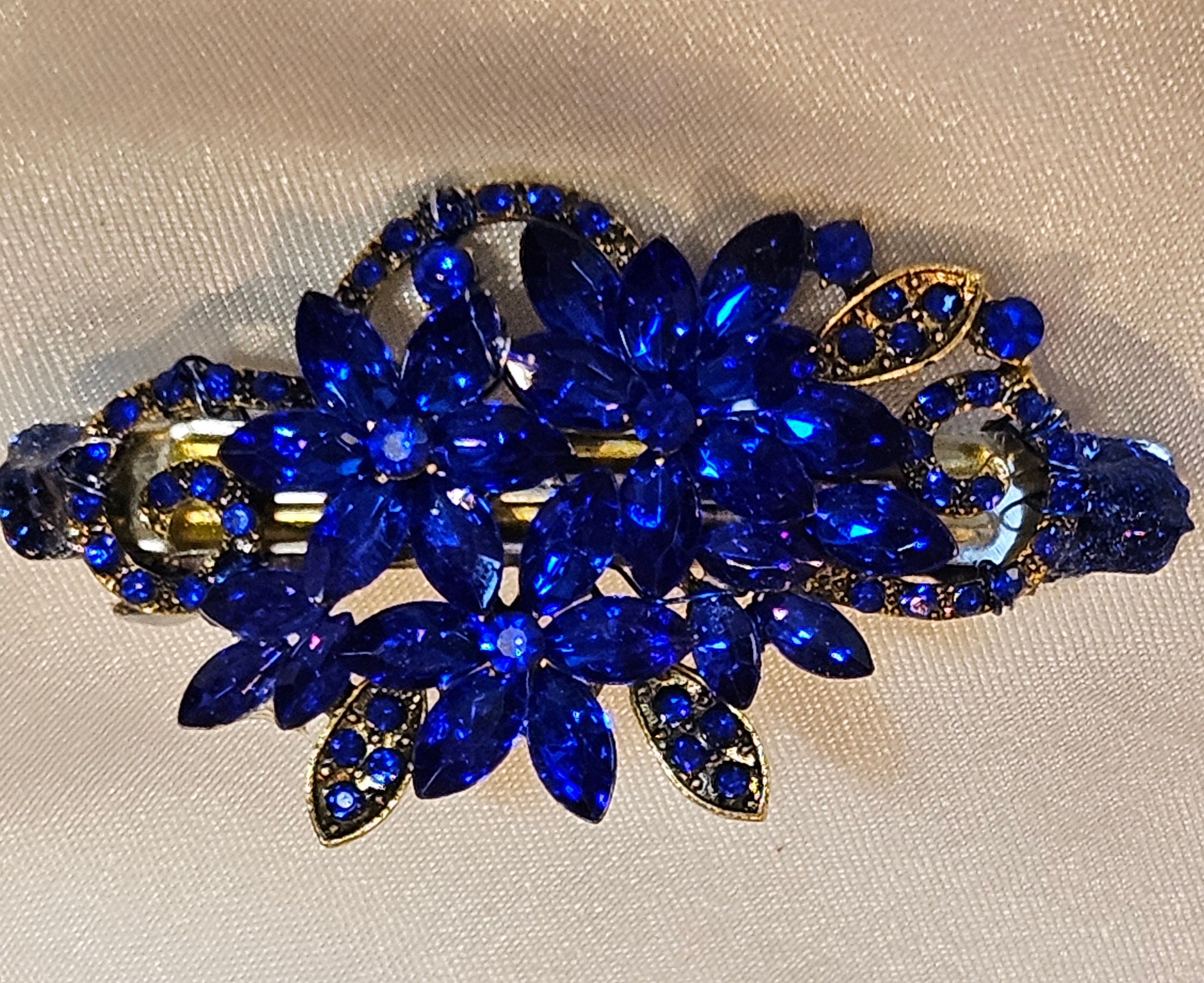 Hair clip made from an authentic blue Louis Vuitton Ribbon.  3” French Barrette Hair clips and Barrettes Hair Accessories Accessories  main image 3