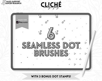 6 pincéis Procreate de pontos aquarelados sem emendas