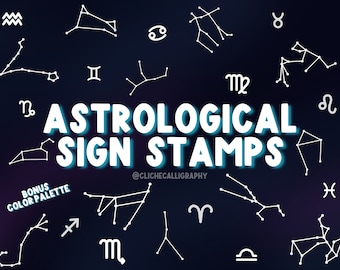 24 carimbos de signos astrológicos para Procreate