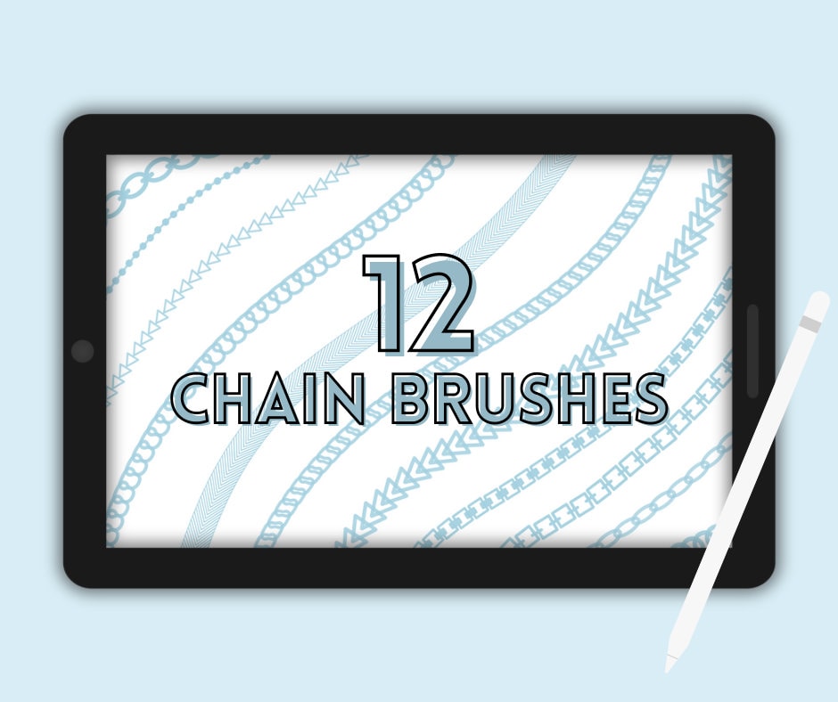 12 pinceles de cadena sin costuras para Procreate + bonus | Set premium de textura y contorno