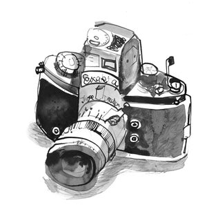 FILM CAMERA DRAWING Original Sketch Artwork Retro black | Etsy