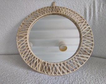 Moroccan Natural Mirror, Woven Seagrasss Mirror, Raffia Mirror, Handmade Mirror Frame, Round Raffia Mirror, Wall Hanging Mirror, Home Decor