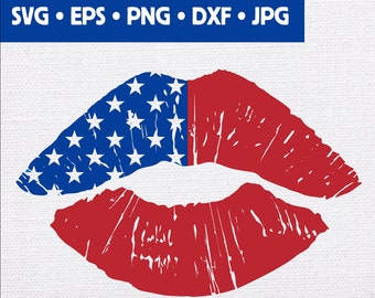 American Flag Lips SVG: Patriotic Kiss, 4th of July (Digital Files)