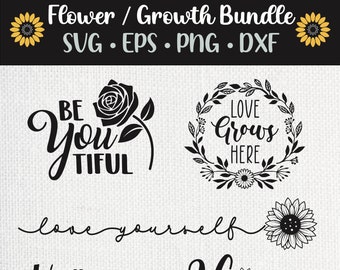 Flower Growth SVG Bundle | Positive Home Decor (Digital Download)
