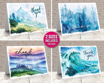 Watercolor Nature Thank You Cards | Printable Greeting Card (Digital Download)