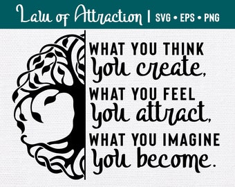 Law of Attraction Quote, Tree of Life SVG, Meditation Print (Digital Download)