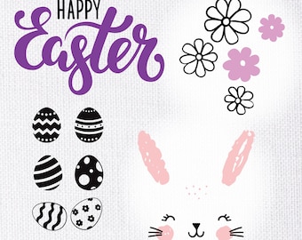 Conejo de Pascua SVG, Huevos, Archivo de corte (Descarga digital)