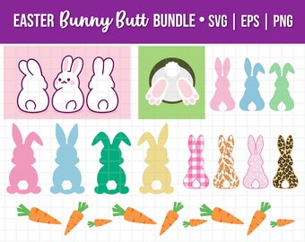 Easter Bunny Butt SVG Bundle, Rabbit Silhouette (Digital Download)