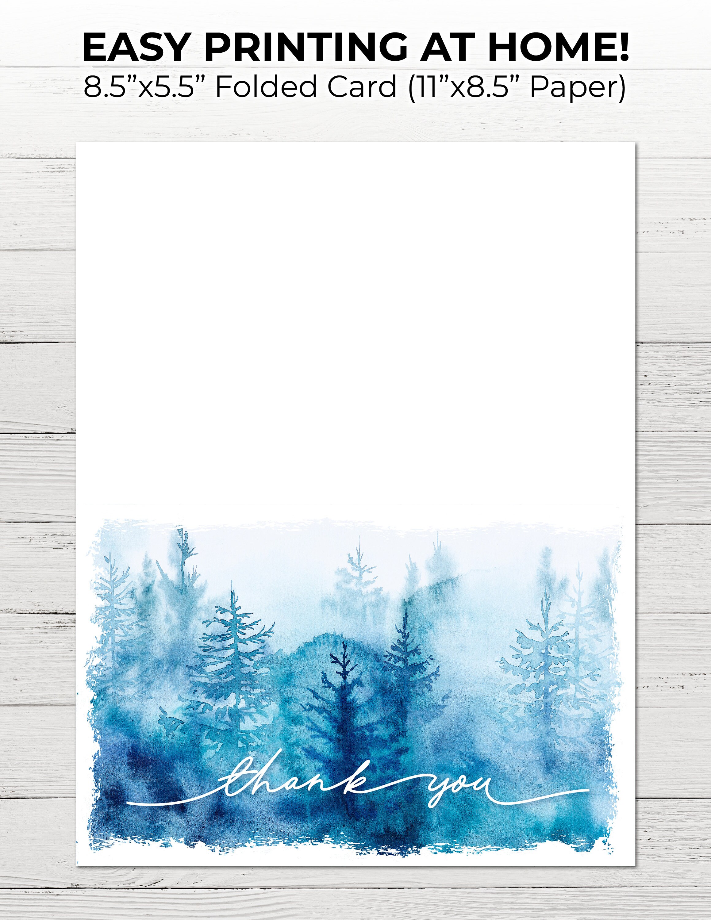 Watercolor Nature Thank You Cards | Printable Greeting Card (digital ...