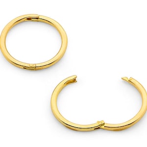 925 Sterling Silver 9ct Gold Plated Hinged Sleeper Earrings Old School Style 8mm 10mm 12mm 14mm (  Single or Pair )
