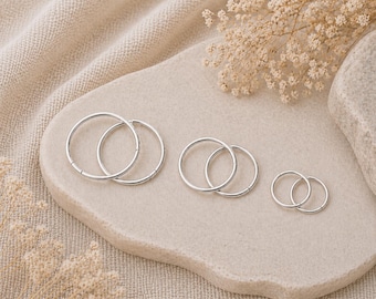 Sleeper Hoop Earrings 925 Sterling Silver Hinged Hoops | Small Huggie Earrings 10mm–16mm