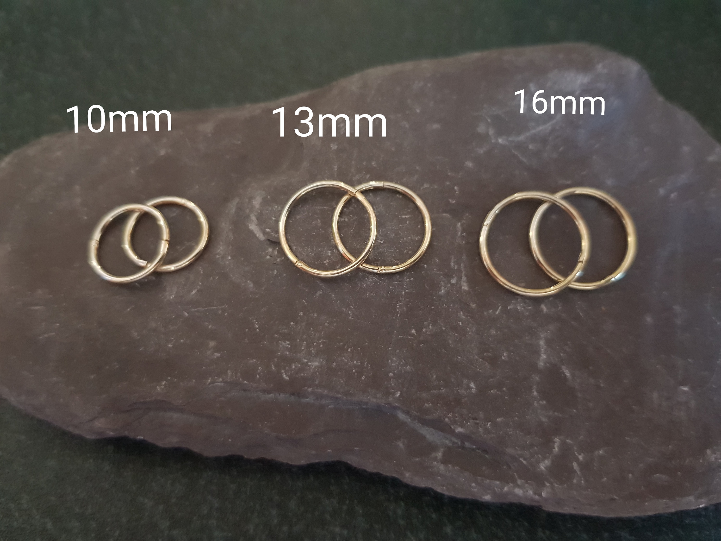 Details about   9ct Yellow Gold Lightweight 13mm Plain Hinged Sleepers 
