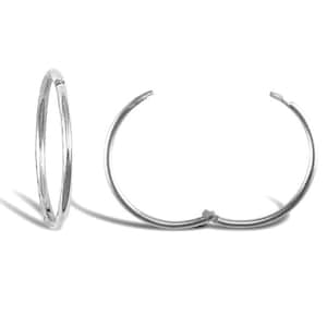 Solid 9ct White Gold Plain Hinged Sleepers 12mm 14mm 16mm ( Pair or Single )